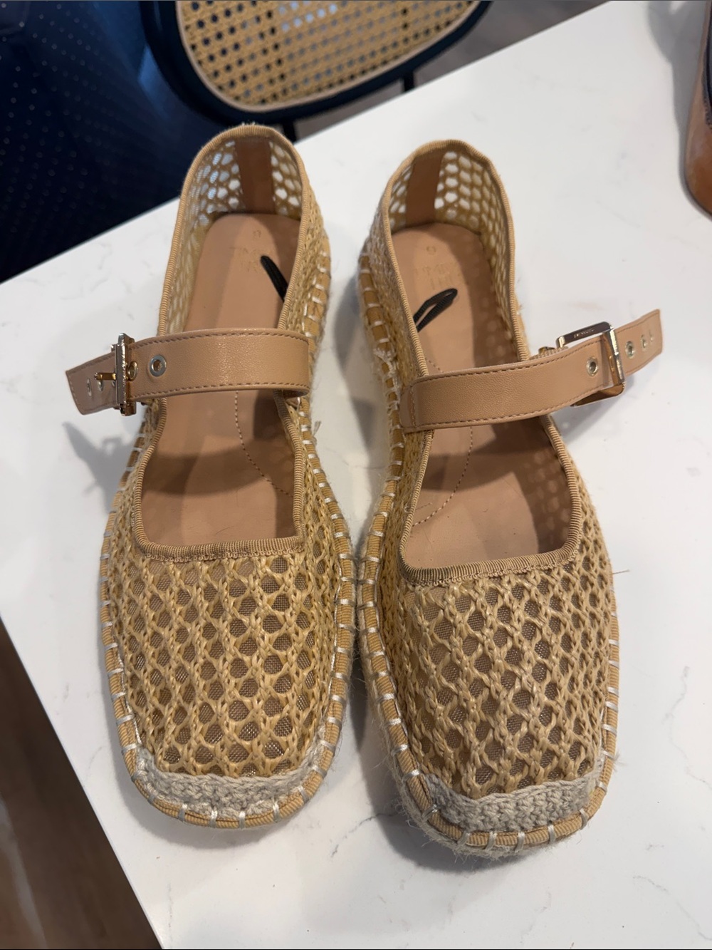 Time and Tru Tan Woven Mary Jane Espadrilles